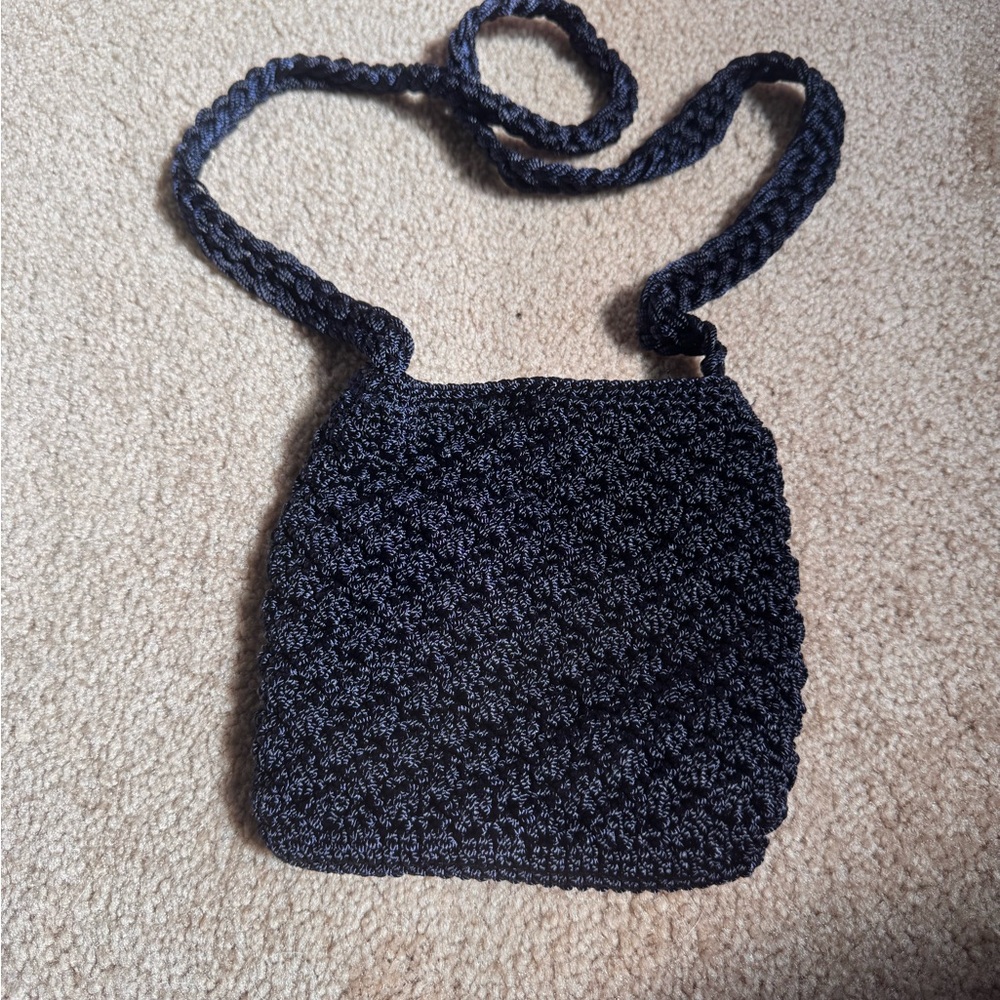 The Sak Black Crocheted Mini Crossbody Bag